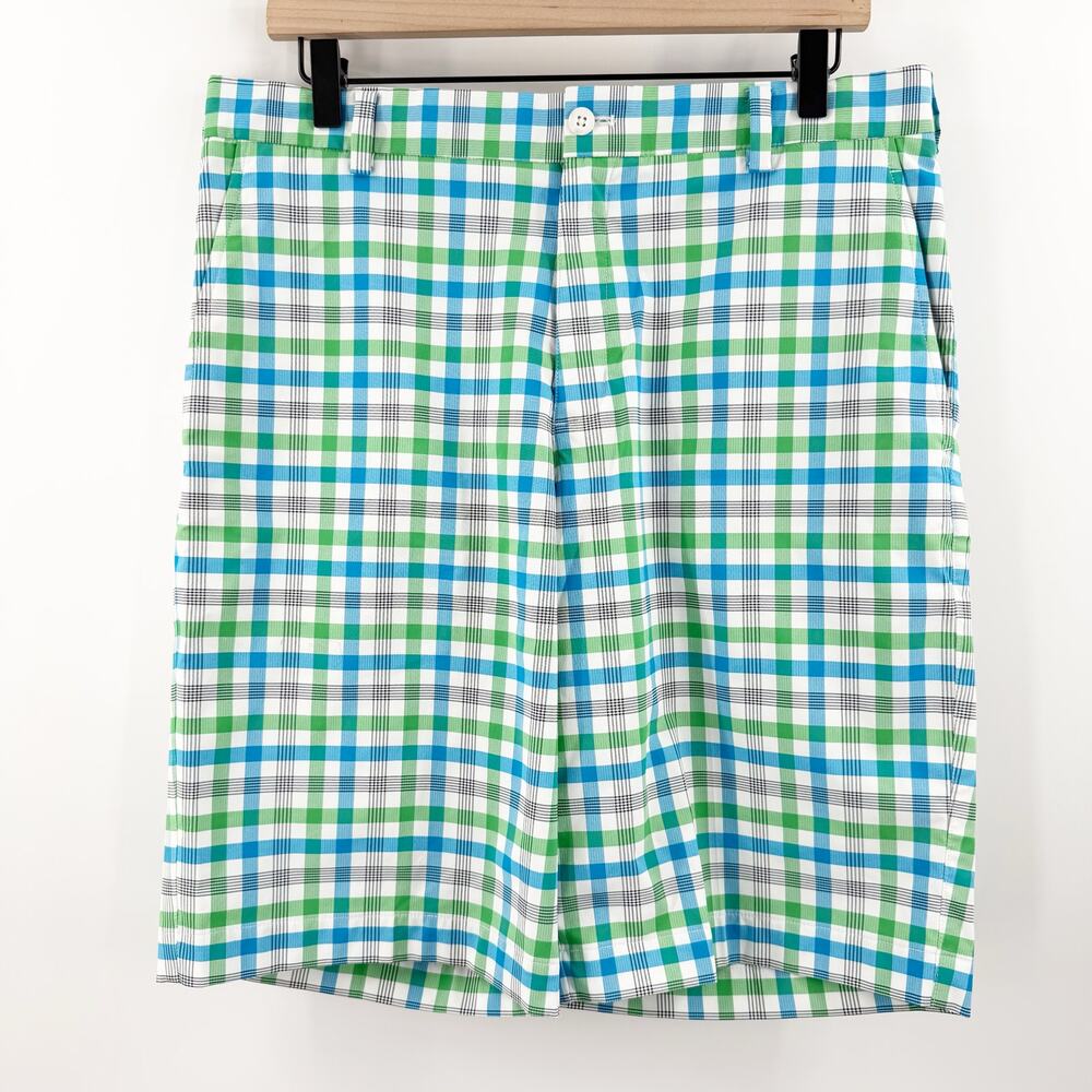 Nike Golf Shorts Men's Size 32 Medium Core Dri-Fit Plaid Performance Flat Front